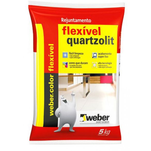 Rejunte Cinza Platina Quartzolit 5kg Rejunte Flex Cinza-Platina 5kg Quartzolit - carrapeta